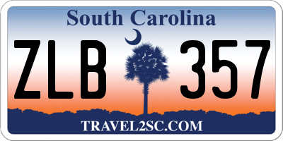 SC license plate ZLB357