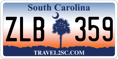 SC license plate ZLB359