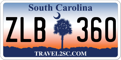 SC license plate ZLB360
