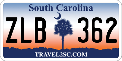 SC license plate ZLB362