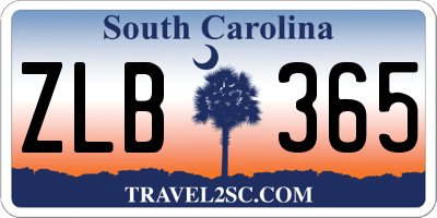 SC license plate ZLB365