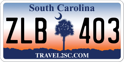 SC license plate ZLB403