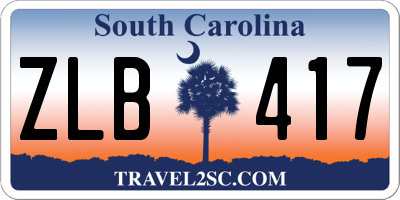SC license plate ZLB417