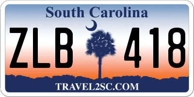 SC license plate ZLB418