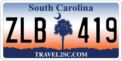 SC license plate ZLB419