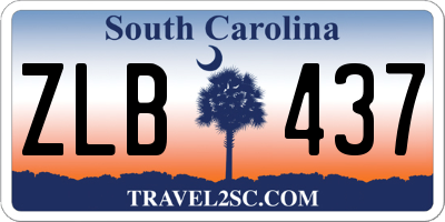 SC license plate ZLB437