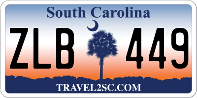 SC license plate ZLB449