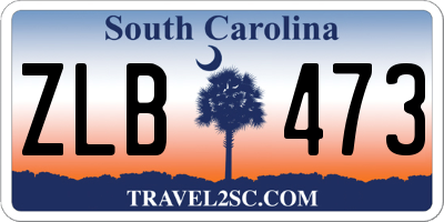 SC license plate ZLB473