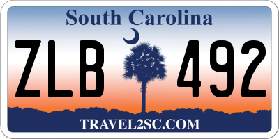 SC license plate ZLB492