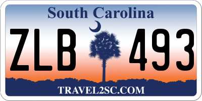 SC license plate ZLB493
