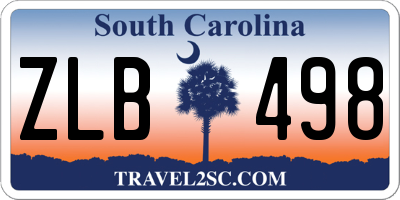 SC license plate ZLB498