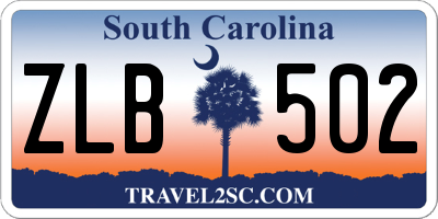 SC license plate ZLB502