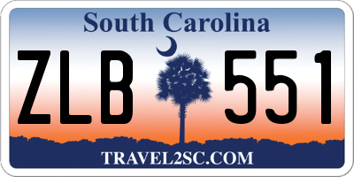 SC license plate ZLB551