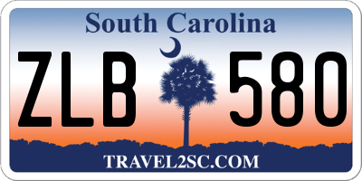SC license plate ZLB580