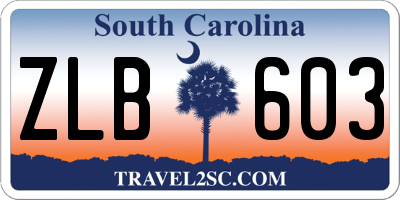 SC license plate ZLB603