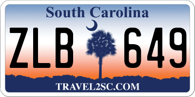 SC license plate ZLB649