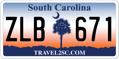 SC license plate ZLB671