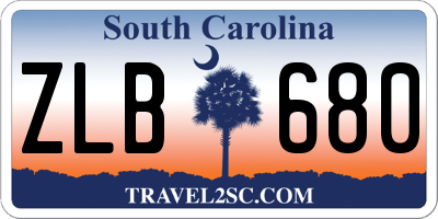 SC license plate ZLB680
