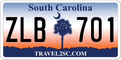 SC license plate ZLB701