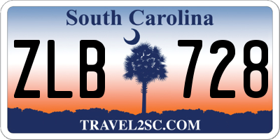 SC license plate ZLB728
