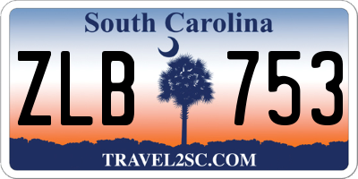 SC license plate ZLB753
