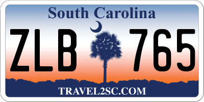 SC license plate ZLB765