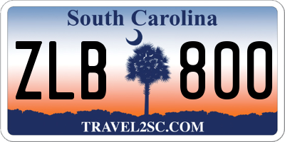 SC license plate ZLB800