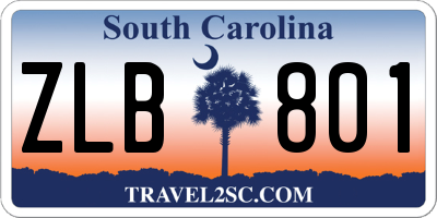 SC license plate ZLB801