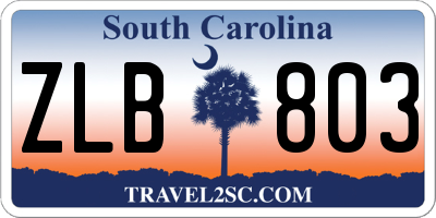 SC license plate ZLB803