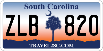 SC license plate ZLB820