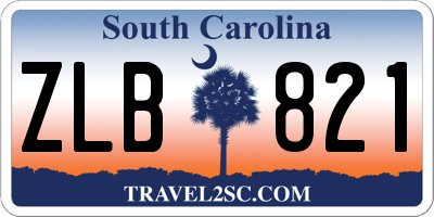 SC license plate ZLB821
