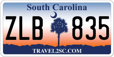 SC license plate ZLB835