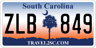SC license plate ZLB849