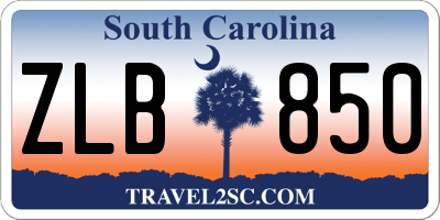SC license plate ZLB850