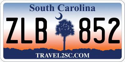 SC license plate ZLB852