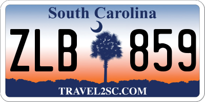 SC license plate ZLB859
