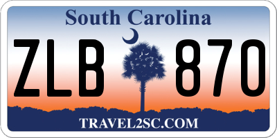 SC license plate ZLB870