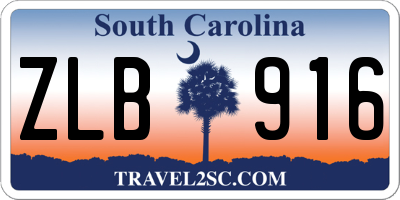 SC license plate ZLB916