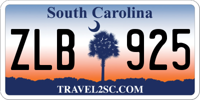 SC license plate ZLB925