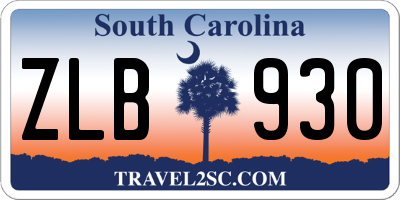 SC license plate ZLB930