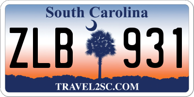 SC license plate ZLB931