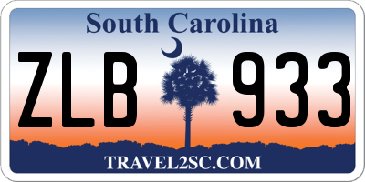 SC license plate ZLB933