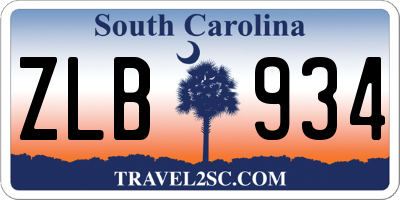 SC license plate ZLB934