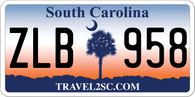 SC license plate ZLB958