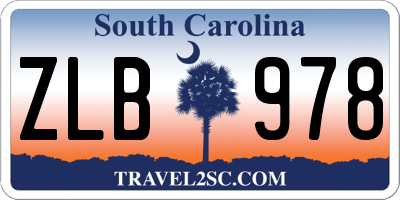 SC license plate ZLB978