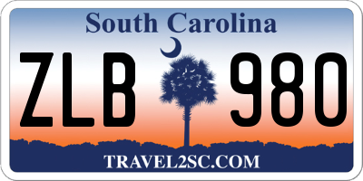 SC license plate ZLB980
