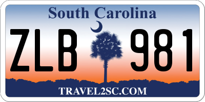 SC license plate ZLB981