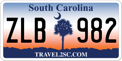 SC license plate ZLB982