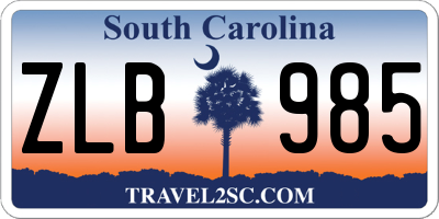 SC license plate ZLB985