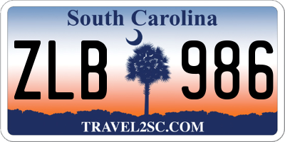 SC license plate ZLB986